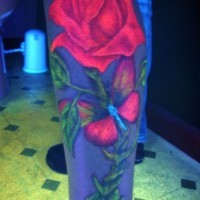 Alchemy rose with different colors black light tattoo