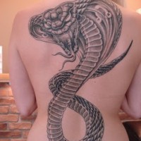 Amazing giant snake tattoo on back