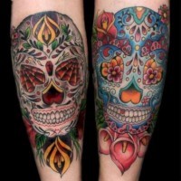 Amazing sugar skulls tattoo on arm