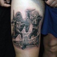 Tatuaje en el muslo, 
batalla magnífica de espartanos