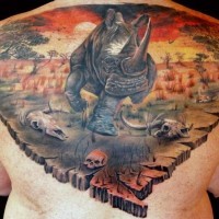 meraviglioso colorato rinoceronte tatuaggio da Alex de Pase