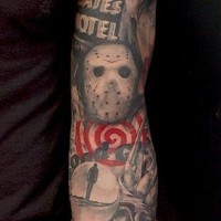 Amazing horror style tattoo on full arm