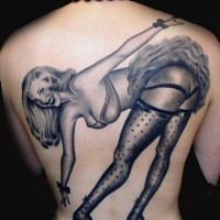 eccezionale dipinto seducente donna d'epoca sexy tatuaggio pieno di schiena