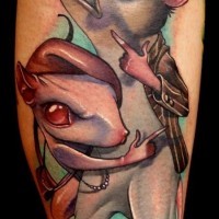 Erstaunliches sehr detailliertes buntes Unterarm Tattoo von Mäusen Paar