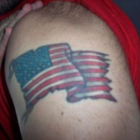 American flag tattoo on shoulder for men