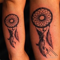 American native little black ink dream catcher tattoo on arm