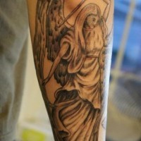 Angel girl with sword forearm tattoo