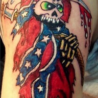 impressionante la morte americano con falce tatuaggio