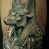 Black ink anubis and scales forearm tattoo - Tattooimages.biz