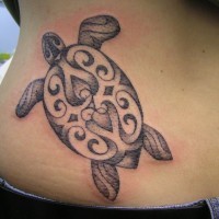 Awesome black gray turtle tattoo