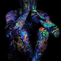 Awesome black light tattoo on full body
