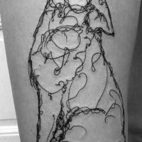 Awesome black lines wolf tattoo by Mirja Fenris