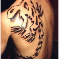 Awesome black lizard tattoo on back for men
