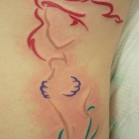 Awesome colored lines mermaid tattoo
