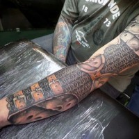 Awesome designed and detailed colored medieval armor tattoo on sleeve