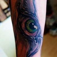 Tatuaje impresionante de un ojo en el brazo.