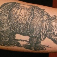 eccezionale rinoceronte realistico tatuaggio su braccio