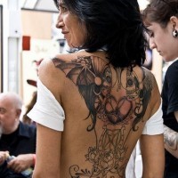 Awesome santa muerte tattoo on back