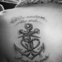 Awesome traditional anchor tattoo on shoulder