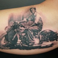 Awesome vintage biker tattoo on arm