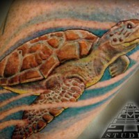 Awesome watercolor sea turtle tattoo