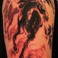 Beautiful galloping horse tattoo on half sleeve