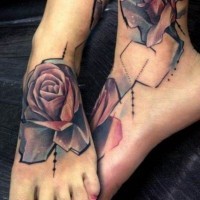 Beautiful graphic roses tattoo on ankle by petra hlavackova