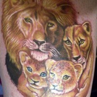 Beautiful lion family tattoo