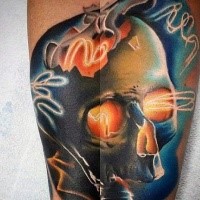 Beautiful looking colored mystical skull with glowing eye