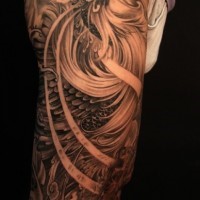 Beautiful phoenix tattoo on half sleeve