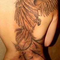 Tatuaggio bellissimo sulla schiena la fenice