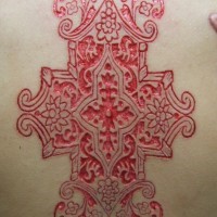 Beautiful skin scarification pattern on back