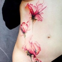 bellissimo acquerello fiori tatuaggio