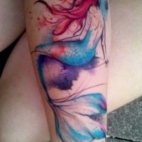 bellissimo acquarello sirena tatuaggio