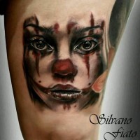 Beautiful watercolor woman clown tattoo