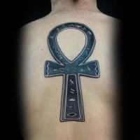 Big black ink back tattoo of Egypt symbol