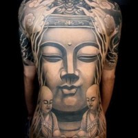 Big buddha tattoo on whole back
