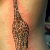 Big giraffe tattoo on girls body