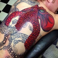 grande meta colorato infinito polipo tatuaggio pieno di schiena