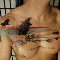 Bird tattoo on chest by Xoil