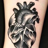 Black and gray heart tattoo