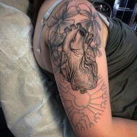 Tatuaje en el brazo, corazón y diagrama