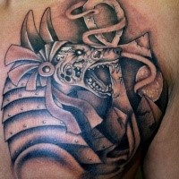 Black and gray style detailed evil Egypt God with symbol