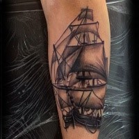 Black and gray style very detailed sailing ship