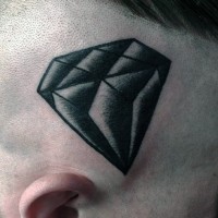 Black and white detailed diamond tattoo on skull