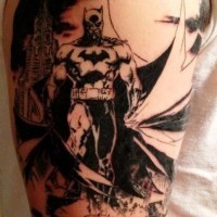 Black gray batman tattoo on arm