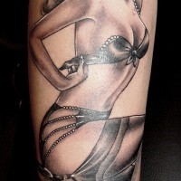 Black gray beautiful women pin up tattoo