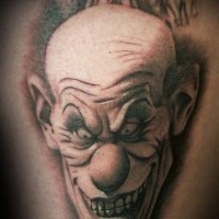 nero grigio faccia di pagliaccio cattiva tatuaggio