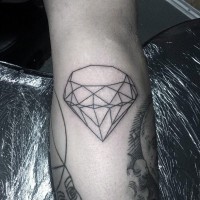 Schwarze Tinte Kontur des Diamanten detailliertes Tattoo am Bein