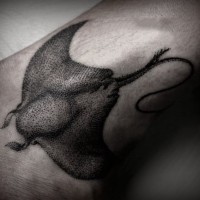 Black ink dot style wrist tattoo of gorgeous ray